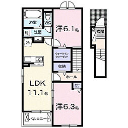 ヴィラ御代田 2LDKの間取図画像