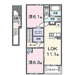 メゾン・ド・コモレビI 2LDKの間取図画像