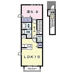 ヴァンベールB 1LDKの間取図画像