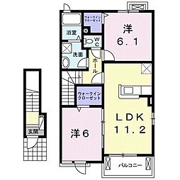 エヴァ・グリーン仁比山1 2LDKの間取図画像