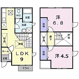 フローラハイツ 2LDKの間取図画像