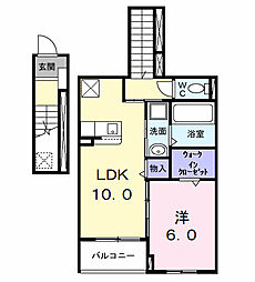 パナグリーンにわ 1LDKの間取図画像