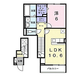 シャンドフルールA 1LDKの間取図画像