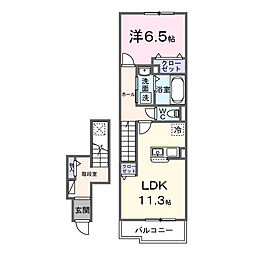 バルパレー坪井 1LDKの間取図画像