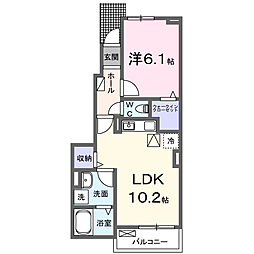 愛島台2丁目アパートI 1LDKの間取図画像