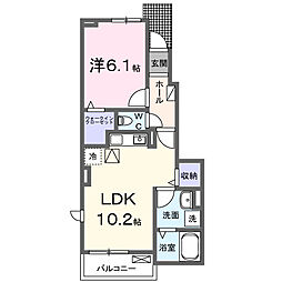愛島台2丁目アパートI 1LDKの間取図画像