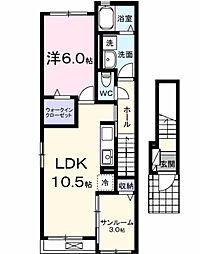 メゾン-カルムII 1LDKの間取図画像