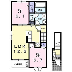 ベルデ テラ 2LDKの間取図画像
