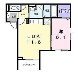 赤川4丁目アパート 1LDKの間取図画像