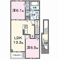 ペリエール 2LDKの間取図画像