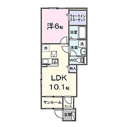 原町区青葉町1丁目アパートII 1LDKの間取図画像