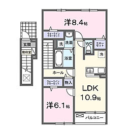 原町区青葉町1丁目アパートI 2LDKの間取図画像