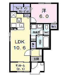 ルミエール 1LDKの間取図画像