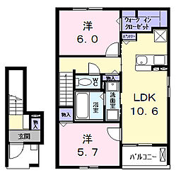 ルミエール 2LDKの間取図画像