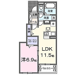 ロイヤルハイツA 1LDKの間取図画像