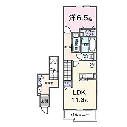 浜松市中央区三方原町アパート 1LDKの間取図画像