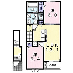 クレッセント 2LDKの間取図画像
