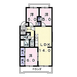 ヴィラオオワキ 3LDKの間取図画像