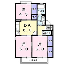 ガーデンシティー桜町C 3DKの間取図画像