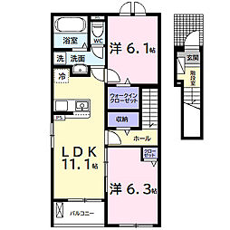 (仮称)古市場アパート 2LDKの間取図画像