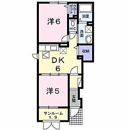 シャルム大郷町A 2DKの間取図画像