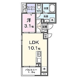 コンフォルティア 1LDKの間取図画像