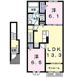 キングヒルズA 2LDKの間取図画像