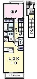 マーヴェラスヴィラA 1LDKの間取図画像