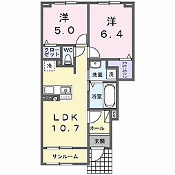 連取町アパート(028836901) 2LDKの間取図画像