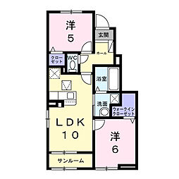 カーサ・コルーテ福 2LDKの間取図画像