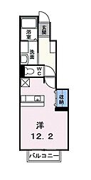 優翔 1Kの間取図画像