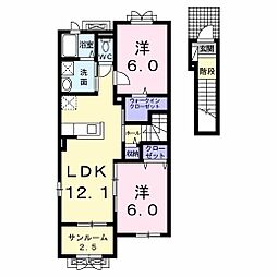 グランレシデンスA 2LDKの間取図画像