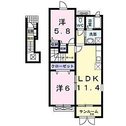 カーサフェリーチェ2 2LDKの間取図画像