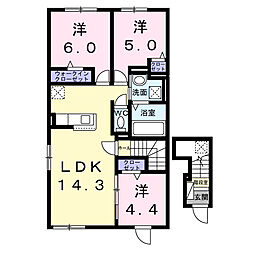 テテマール西町 3LDKの間取図画像