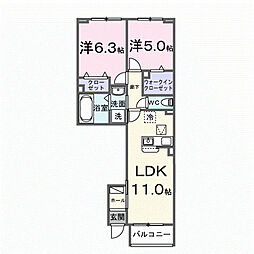リガーレ 2LDKの間取図画像