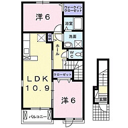 メゾンドセイラン1 2LDKの間取図画像