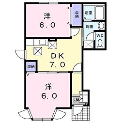 クレディ・アン 2DKの間取図画像