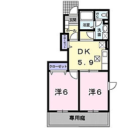 アーベイン加布里A 2DKの間取図画像