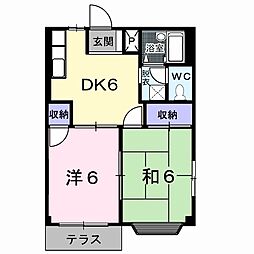 エルディムモア 2DKの間取図画像