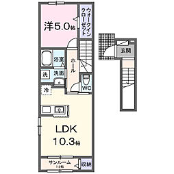 サンライズ 1LDKの間取図画像