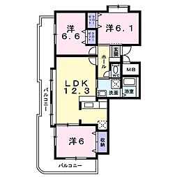 スター・ヒルズ 3LDKの間取図画像