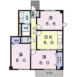 アビダシオン・ダンジュA 3DKの間取図画像