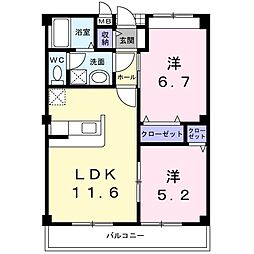 ミルトアヴェニュー 2LDKの間取図画像