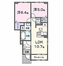 エトリエI 2LDKの間取図画像