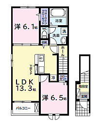 (仮)中島アパート1 2LDKの間取図画像