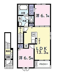 (仮)中島アパート1 2LDKの間取図画像