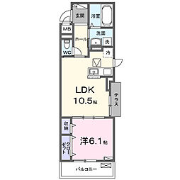 プロムナード 内谷 1LDKの間取図画像