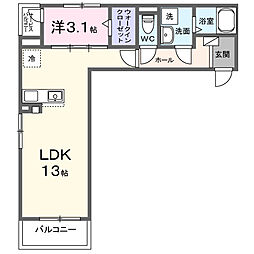 メモワール庭窪 1LDKの間取図画像