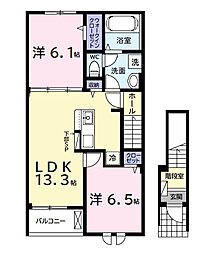 (仮)中島アパート2 2LDKの間取図画像