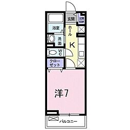 カモミール万葉 1Kの間取図画像